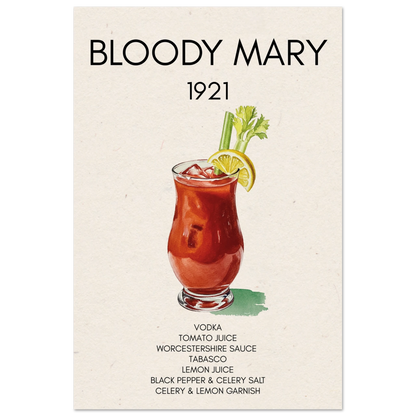 Bloody Mary Cocktail Bar Art Print No Frame 40x60 cm 16x24″ Museum-Quality Matte Paper Poster