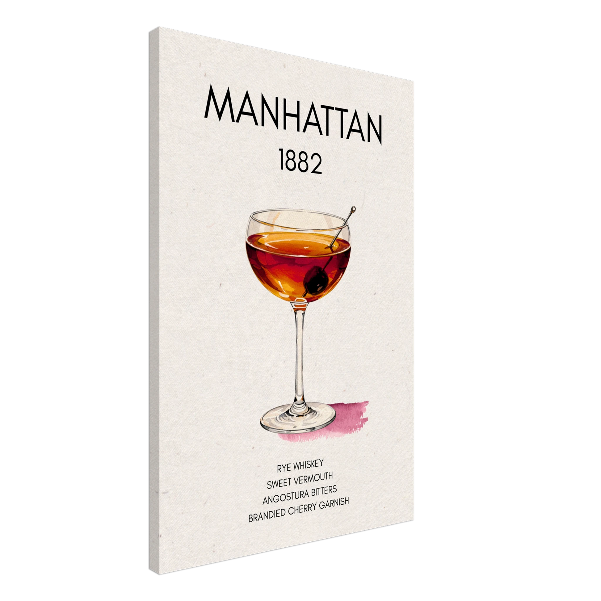 Classic Manhattan Cocktail Bar Art Print No Frame 60x90 cm 24x36″ Gallery Wrapped Canvas