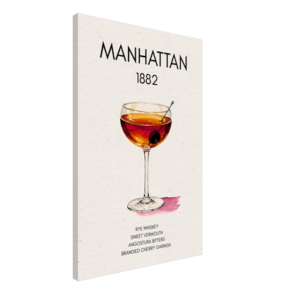 Classic Manhattan Cocktail Bar Art Print No Frame 60x90 cm 24x36″ Gallery Wrapped Canvas