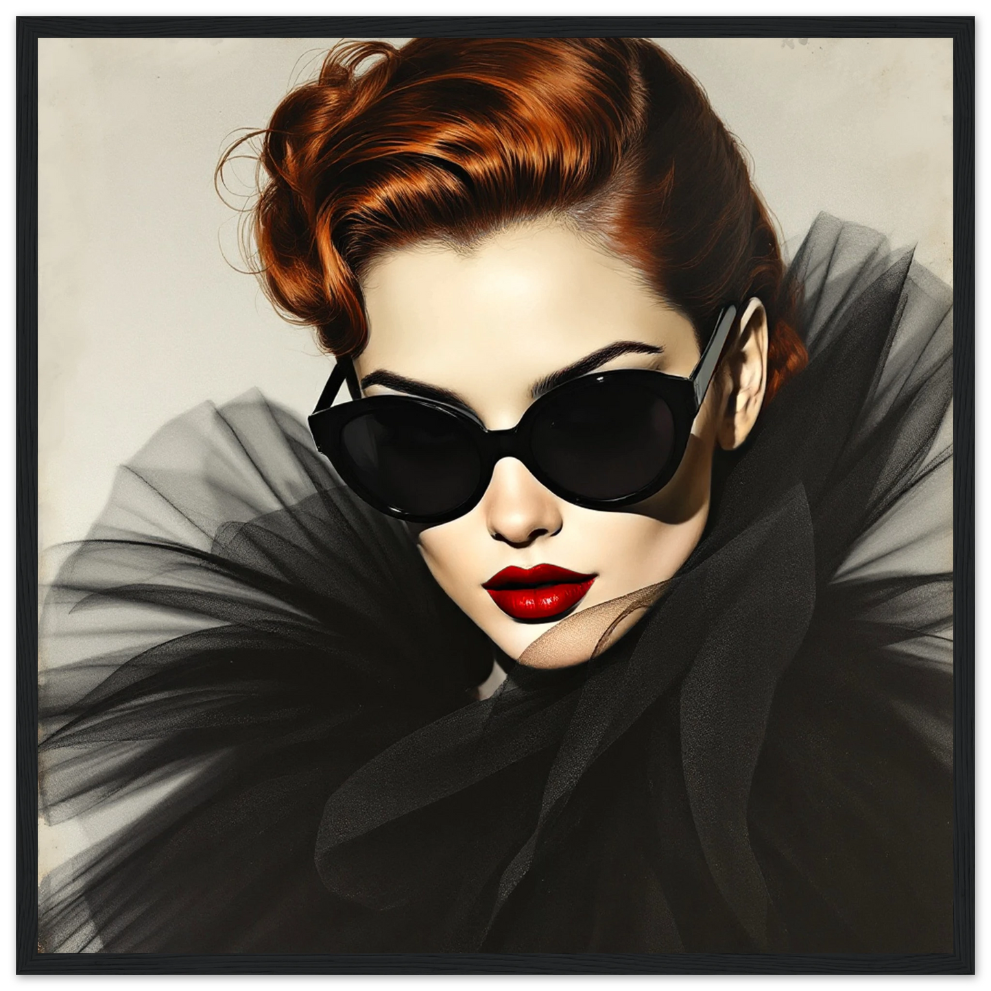 Femme Fatale Paris Runway Fashion Art Print 50x50 cm 20x20″ Premium Matte Paper Wooden Framed Poster