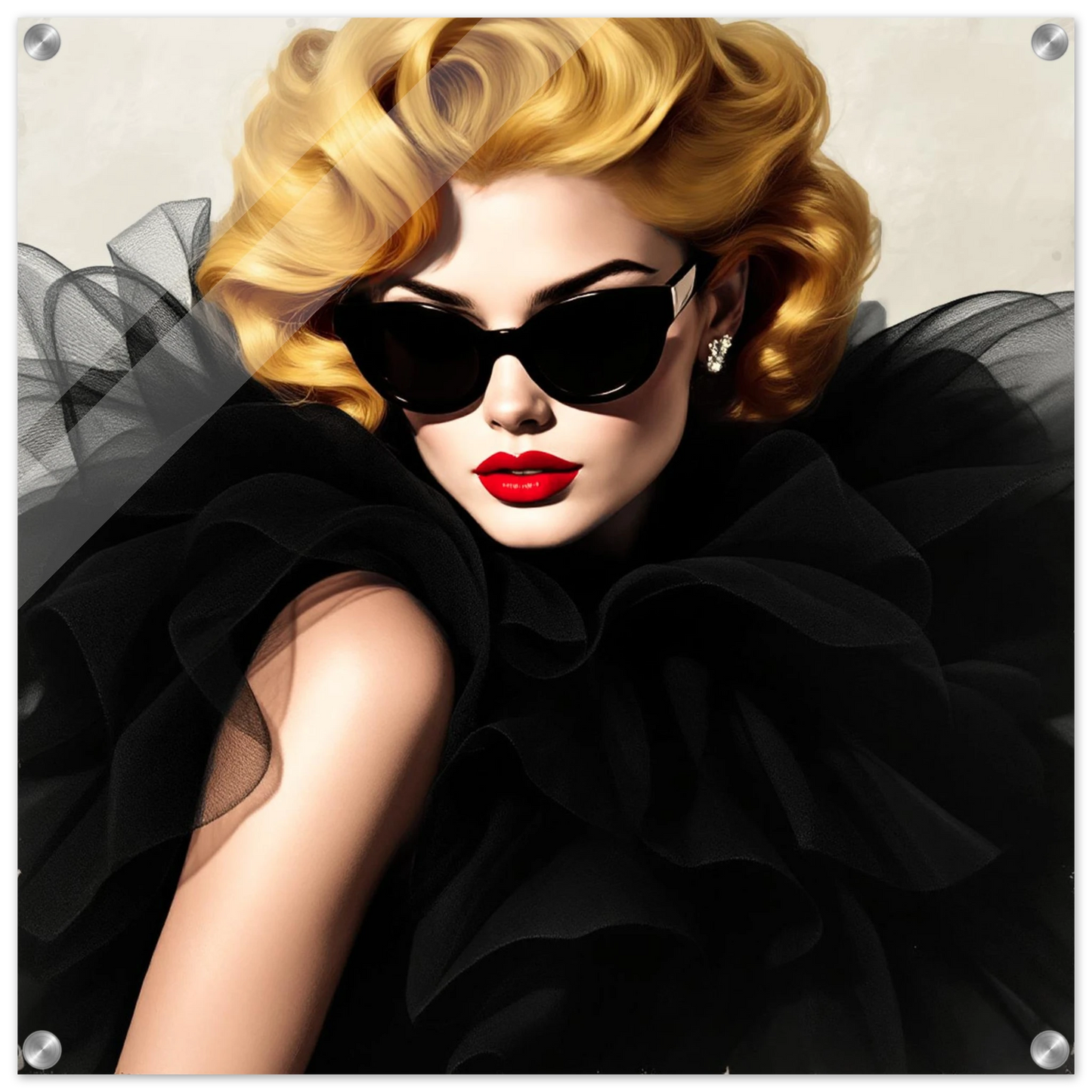 Paris Avant-Garde Retro Fashion Model Art Print 60x60 cm 24x24″ Sleek Acrylic Print