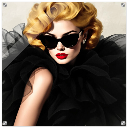 Paris Avant-Garde Retro Fashion Model Art Print 60x60 cm 24x24″ Sleek Acrylic Print