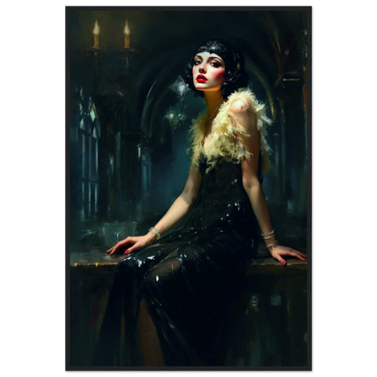 Speakeasy 1920s Elegant Flapper Art Print 60x90 cm 24x36″ Classic Matte Paper Wooden Framed Poster Black Wood Frame