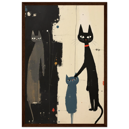 Abstract Cat Family Art Poster Print Dark Brown Wood Frame 30x45 cm 12x18″ Premium Matte Paper Wooden Framed Poster