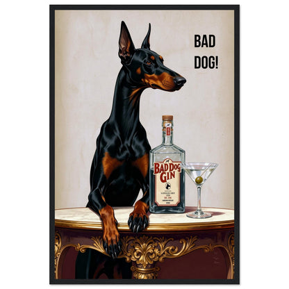 Bad Dog Gin Cocktail Bar Art Print 40x60 cm 16x24″ Museum-Quality Matte Framed Poster Black Wood Frame