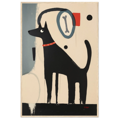 Funny Modern Dog Lover's Art Print 60x90 cm 24x36″ Classic Matte Paper Wooden Framed Poster Light Wood Frame