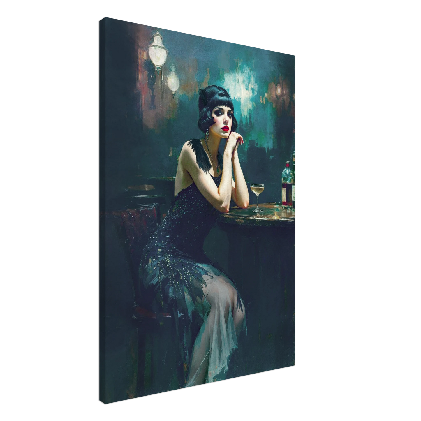 Jazz Age Speakeasy Flapper Art Print No Frame 70x100 cm 28x40″ Gallery Wrapped Canvas