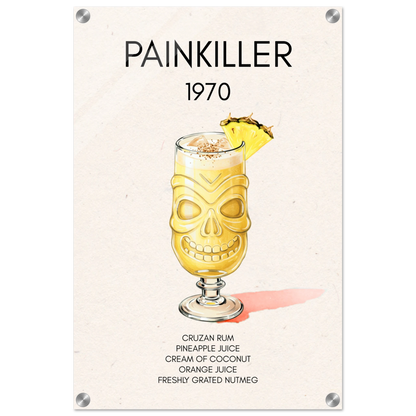 Painkiller Cocktail Bar Art Tiki Print No Frame 40x60 cm 16x24″ Sleek Acrylic Print