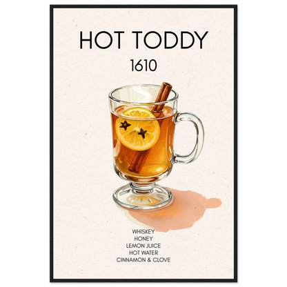 Hot Toddy Cocktail Bar Art Print Black Wood Frame 60x90 cm 24x36″ Premium Matte Paper Wooden Framed Poster