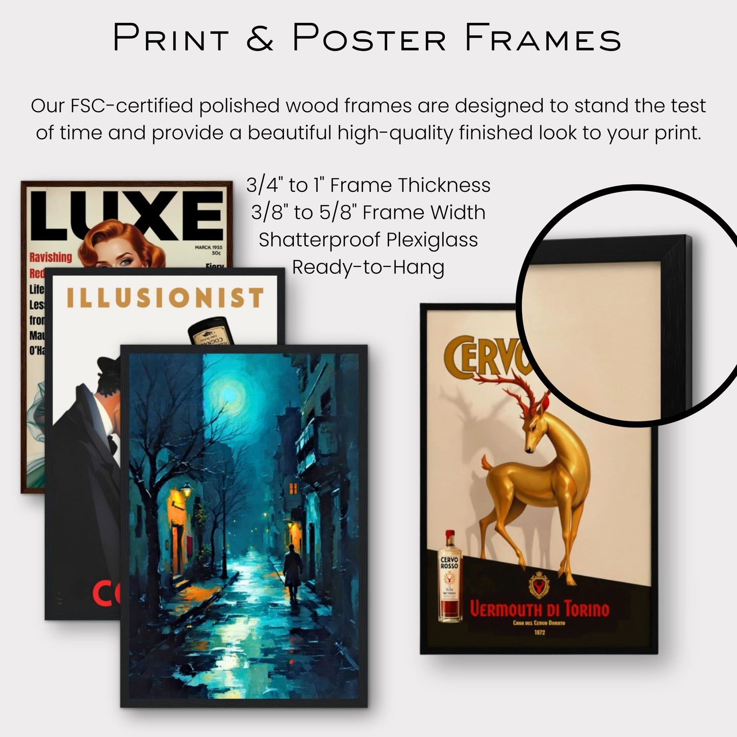 Blue Moon Night Street Scene Art Print