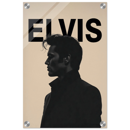 Young Elvis Presley Silhouette Art Print No Frame 30x45 cm 12x18″ Sleek Acrylic Print