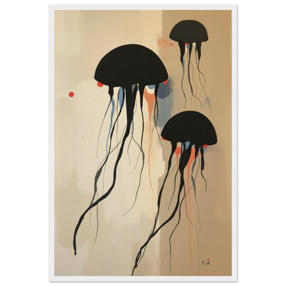 Minimalist Abstract Floating Jellyfish Art Print White Wood Frame 40x60 cm 16x24″ Museum-Quality Matte Paper Wooden Framed Poster