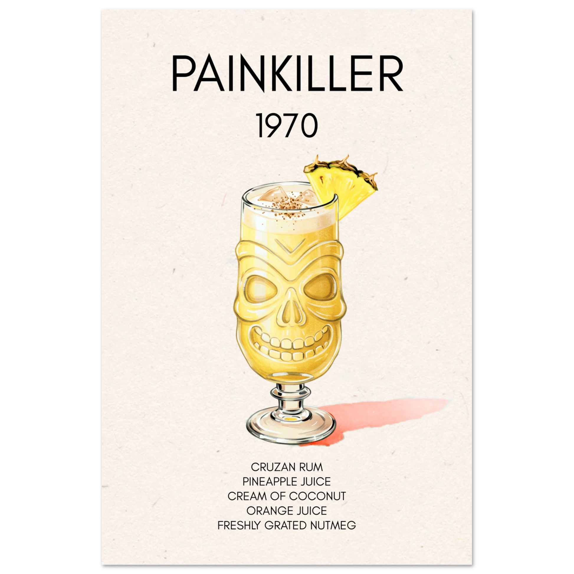 Painkiller Cocktail Bar Art Tiki Print No Frame 40x60 cm 16x24″ Classic Matte Paper Poster