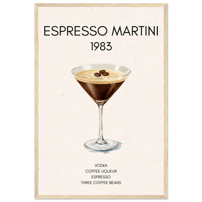 Espresso Martini Cocktail Bar Poster Print Light Wood Frame 40x60 cm 16x24″ Premium Matte Paper Wooden Framed Poster