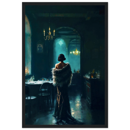 Moody Speakeasy Flapper Bar Art Print 30x45 cm 12x18″ Premium Matte Paper Wooden Framed Poster Black Wood Frame