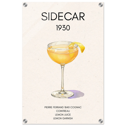 Classic Sidecar Cocktail Bar Art Print No Frame 40x60 cm 16x24″ Sleek Acrylic Print