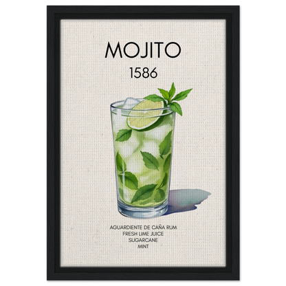 Mojito Cocktail Bar Art Print Black Wood Frame 30x45 cm 12x18″ Framed Canvas