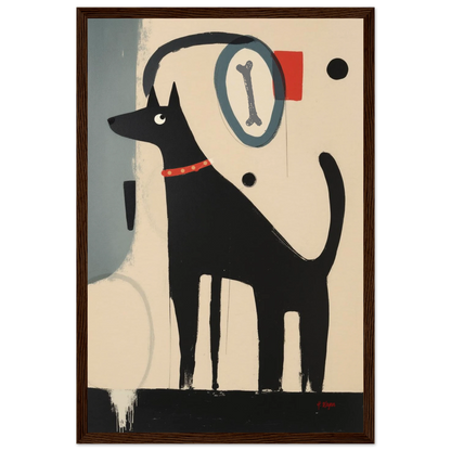 Funny Modern Dog Lover's Art Print 30x45 cm 12x18″ Museum-Quality Matte Paper Wooden Framed Poster Dark Brown Wood Frame