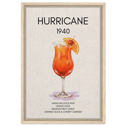Hurricane Cocktail Bar Art Print Light Wood Frame 40x60 cm 16x24″ Framed Canvas