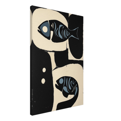 Abstract Mid-Century Modern Fish Art Print No Frame 60x90 cm 24x36″ Gallery Wrapped Canvas