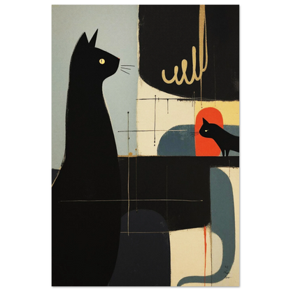 Abstract Cat & Kitten Modern Art Print No Frame 30x45 cm 12x18″ Museum-Quality Matte Paper Poster