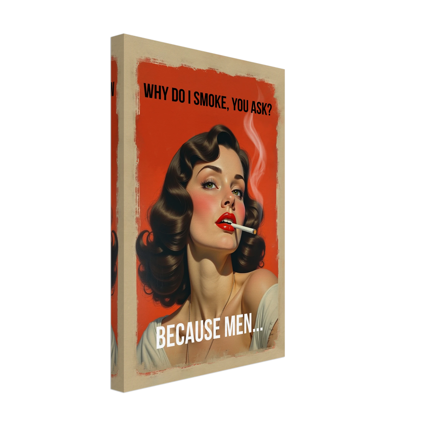 Retro Smoking Pin-Up Girl Art Print No Frame 30x45 cm 12x18″ Gallery Wrapped Canvas