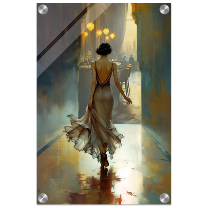 1920s Speakeasy Art Deco Flapper Print 30x45 cm 12x18″ Sleek Acrylic Print No Frame
