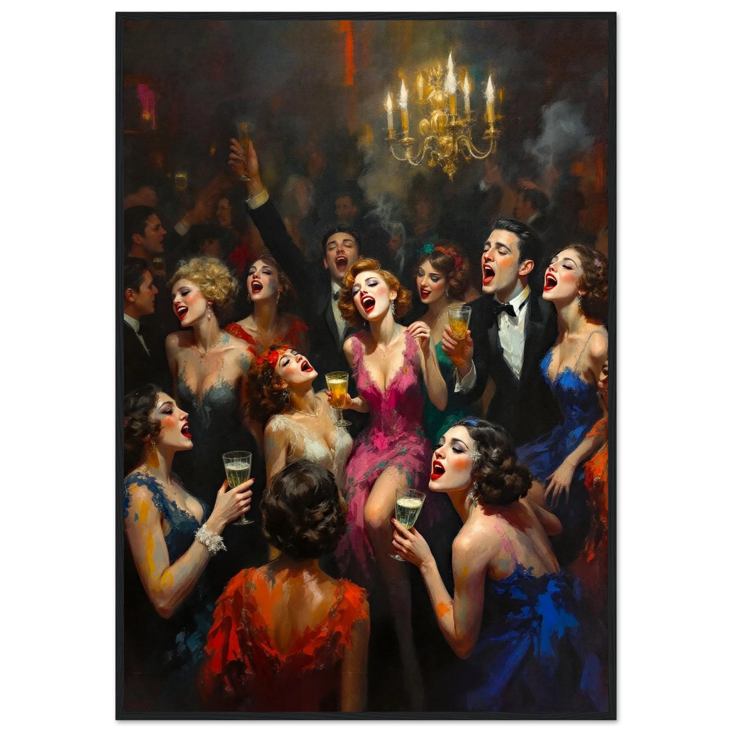 Gatsby Art Deco Speakeasy Art Print Black Wood Frame 70x100 cm 28x40″ Classic Matte Paper Wooden Framed Poster