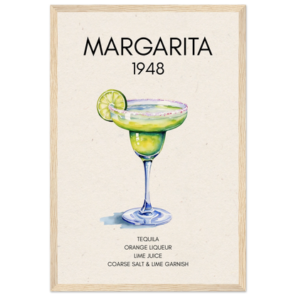 Margarita Cocktail Bar Art Print Light Wood Frame 30x45 cm 12x18″ Museum-Quality Matte Paper Wooden Framed Poster