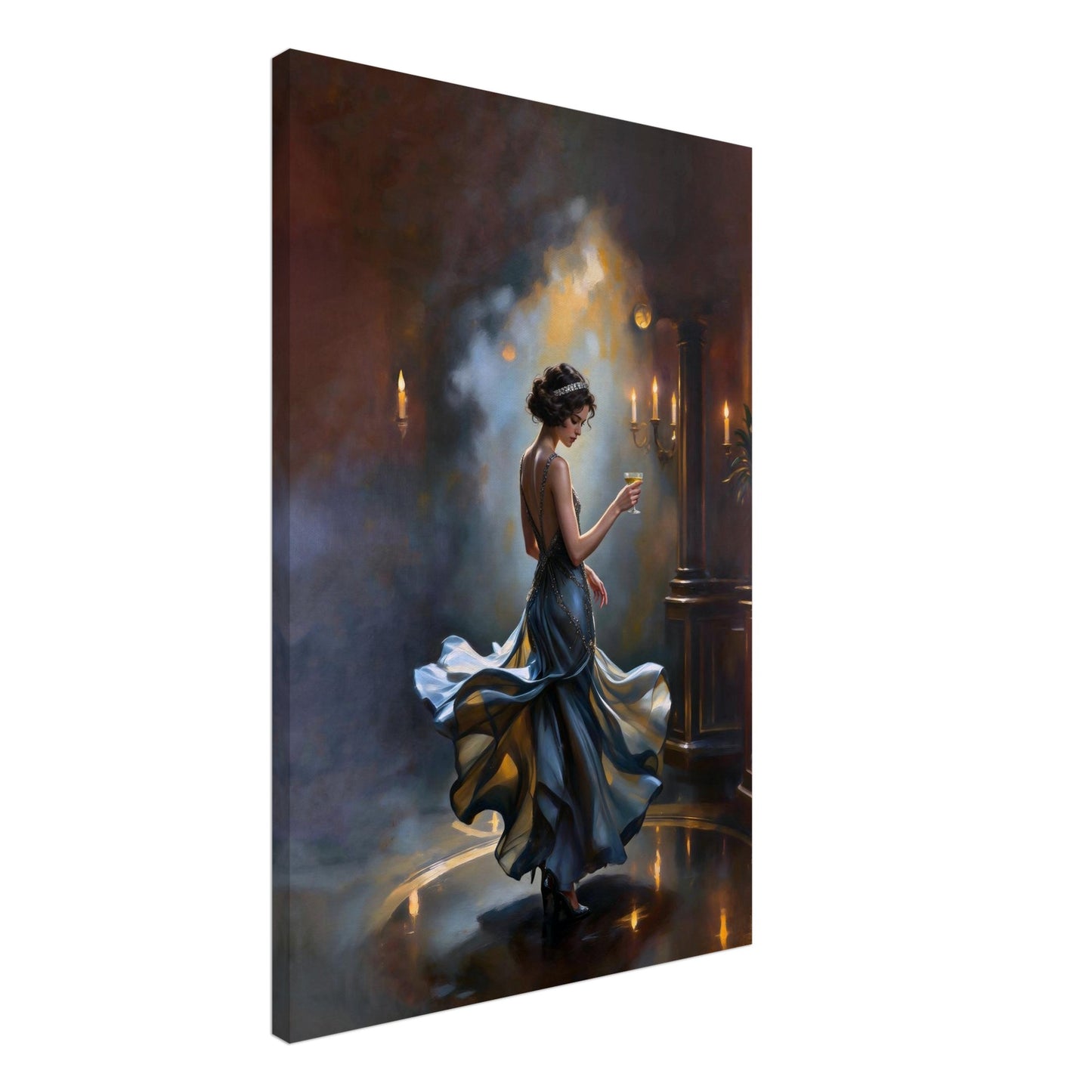 1920s Speakeasy Dancing Flapper Art Deco Print 24x36″ Gallery Wrapped Canvas - 1.5" Mirrored Sides