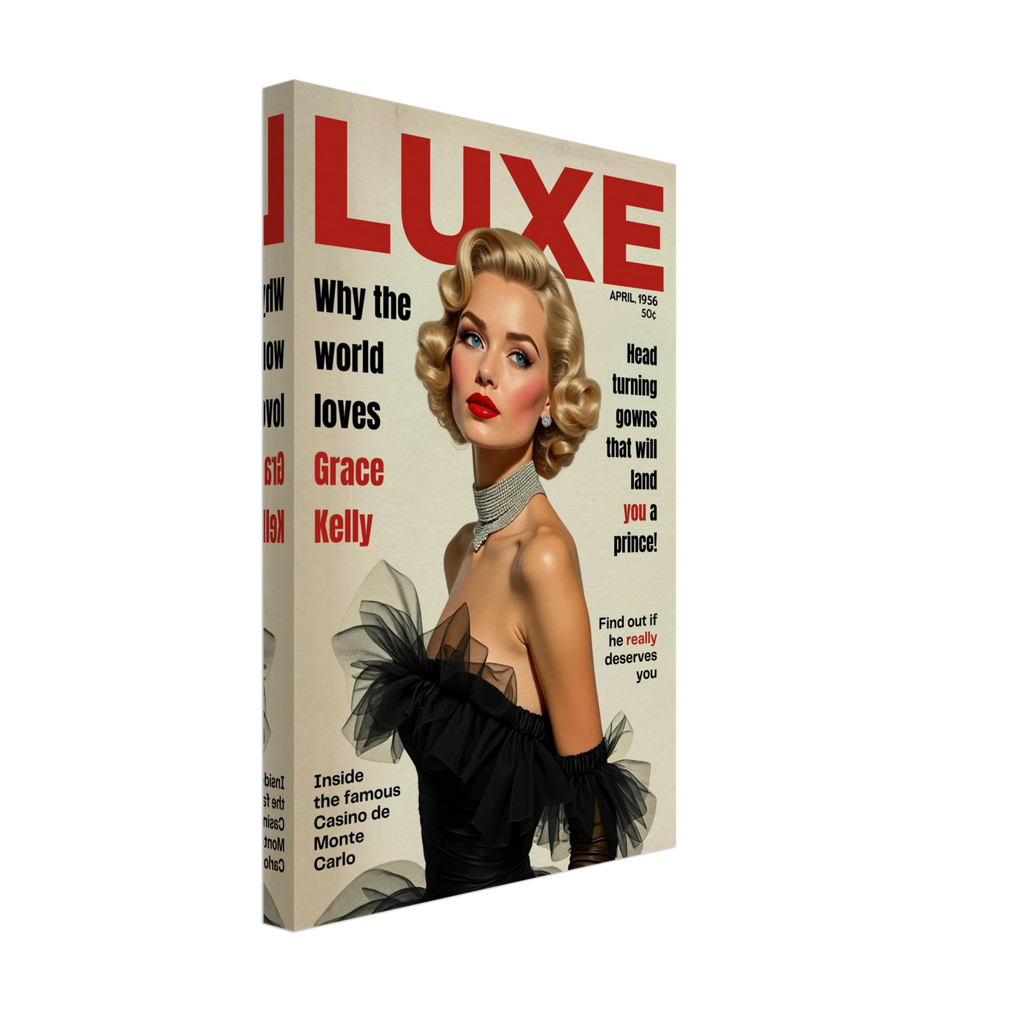 Grace Kelly Hollywood Glam Magazine Art Print No Frame 30x45 cm 12x18″ Gallery Wrapped Canvas
