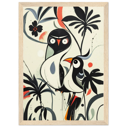 Abstract Bird Modern Tropical Art Print Light Wood Frame 21x29.7 cm 8x12" Premium Matte Paper Wooden Framed Poster