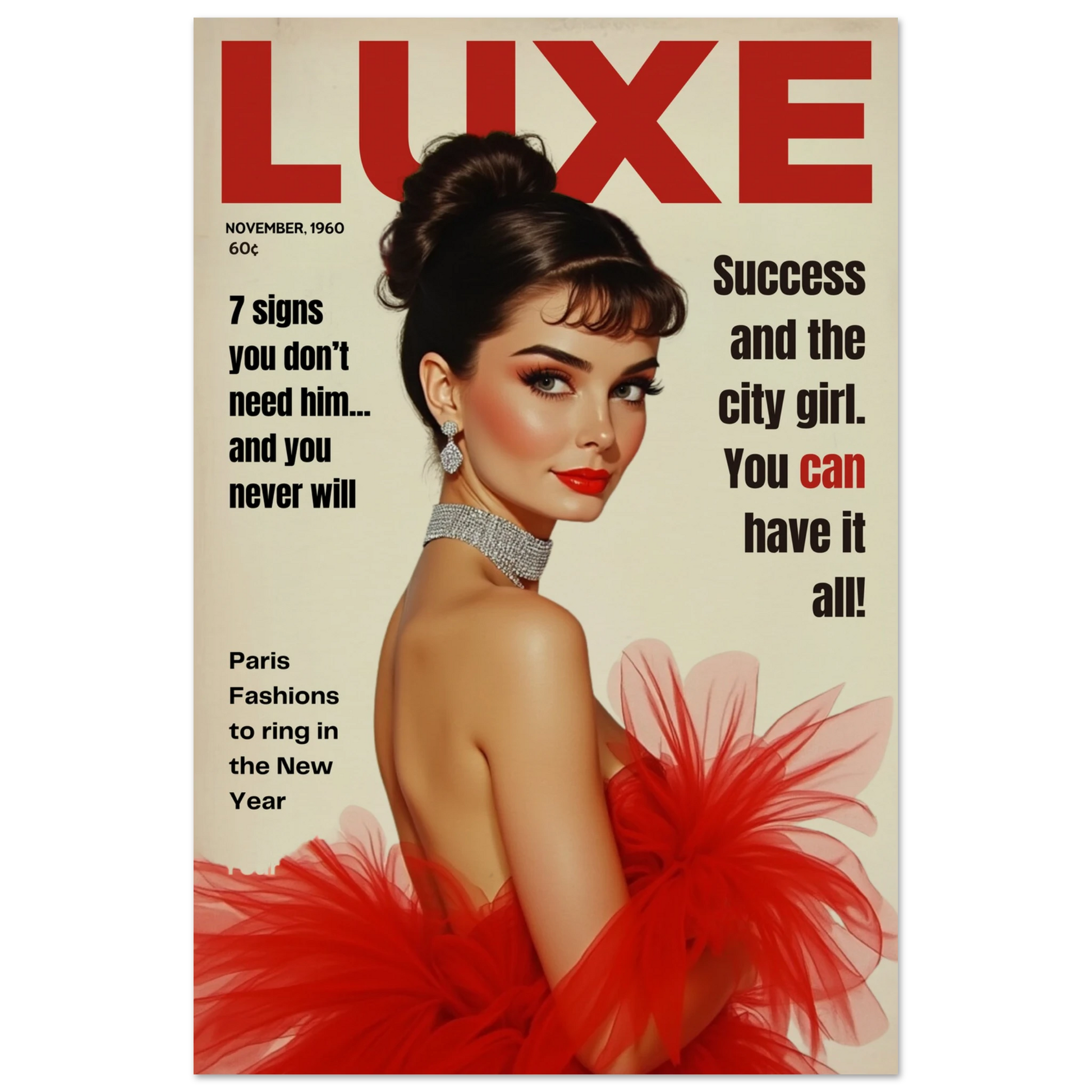 Audrey Hepburn Vintage Fashion Art Print No Frame 40x60 cm 16x24″ Museum-Quality Matte Paper Poster