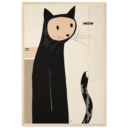 Quirky Modern Cat Art Poster Print 40x60 cm 16x24″ Premium Semi-Glossy Paper Wooden Framed Poster Light Wood Frame