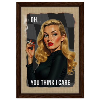 Retro Blonde Bombshell 1960s Funny Quote Art Print Dark Brown Wood Frame 30x45 cm 12x18″ Framed Canvas