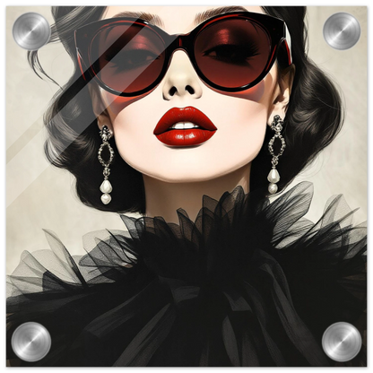 Paris Glam 80s Fashion Model Art Print 20x20 cm 8x8″ Sleek Acrylic Print
