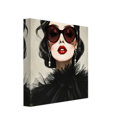 Paris Glam 80s Fashion Model Art Print 20x20 cm 8x8″ Gallery Wrapped Canvas