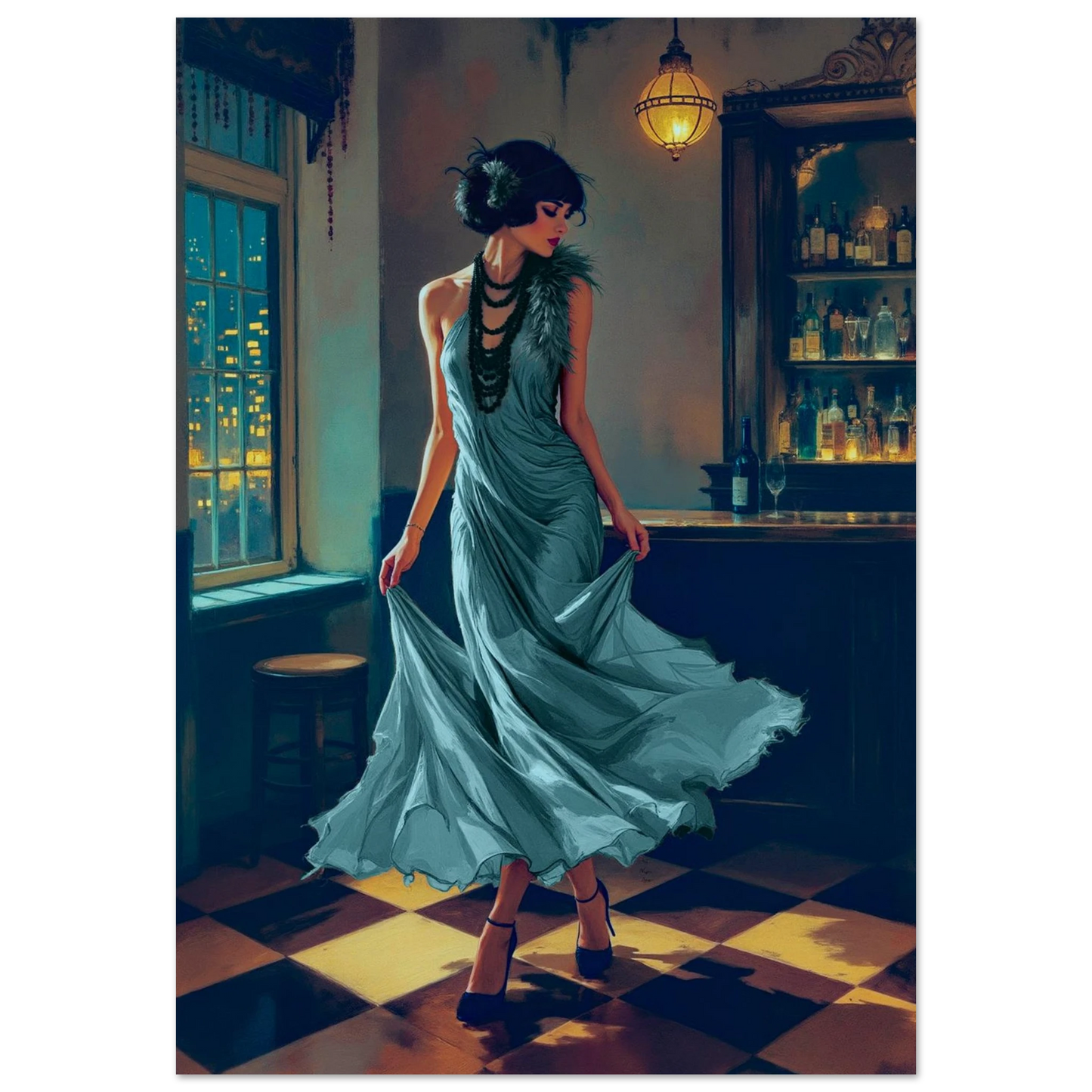 1920s Flapper Speakeasy Art Print 70x100 cm 28x40″ Museum-Quality Matte Paper Poster No Frame