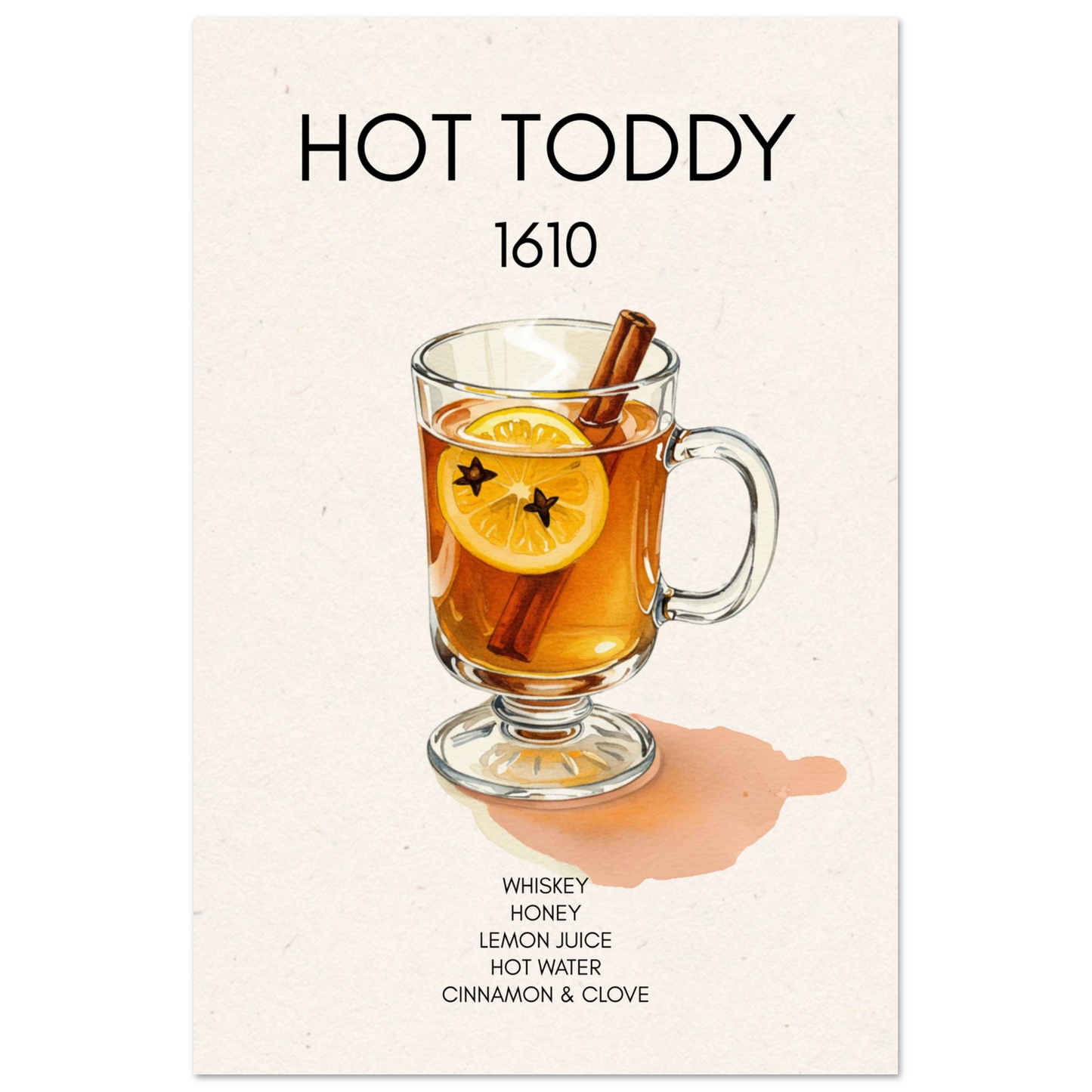 Hot Toddy Cocktail Bar Art Print No Frame 60x90 cm 24x36″ Classic Matte Paper Poster