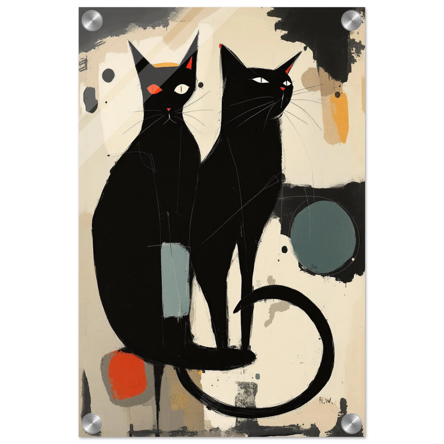 Abstract Crazy Cat Duo Art Print No Frame 30x45 cm 12x18″ Sleek Acrylic Print
