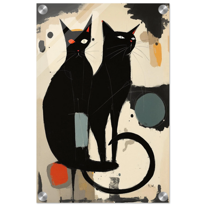 Abstract Crazy Cat Duo Art Print No Frame 30x45 cm 12x18″ Sleek Acrylic Print