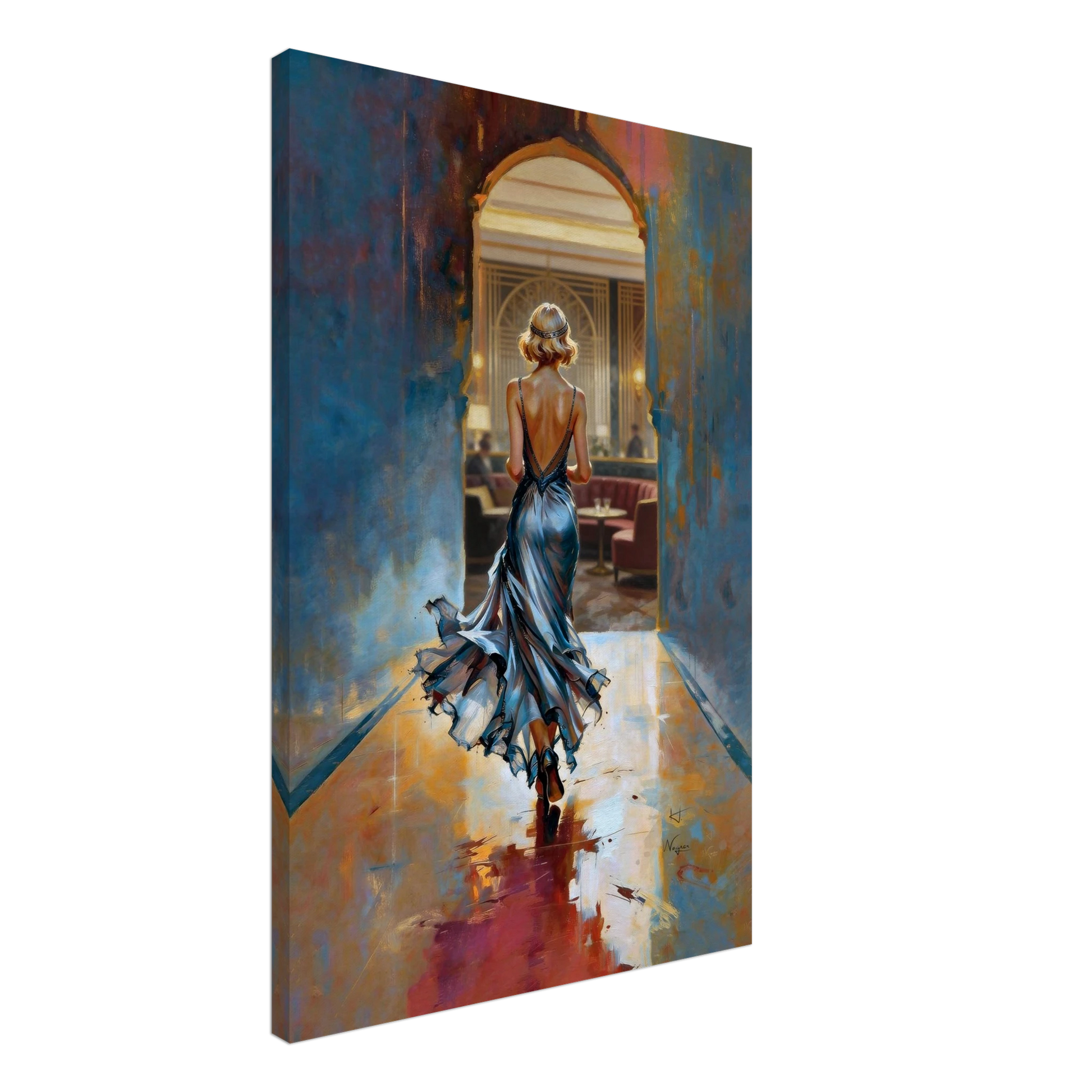 1920s Speakeasy Gatsby Flapper Art Deco Print 40x60 cm 16x24″ Premium Matte Framed Poster Dark Brown Wood Frame