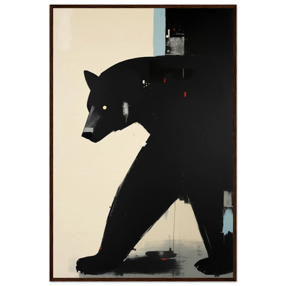 Minimalist Abstract Black Bear Art Poster Print Dark Brown Wood Frame 60x90 cm 24x36″ Museum-Quality Matte Wooden Framed Poster