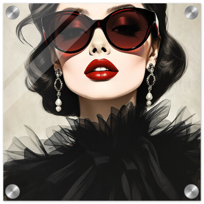 Paris Glam 80s Fashion Model Art Print 30x30 cm 12x12″ Sleek Acrylic Print