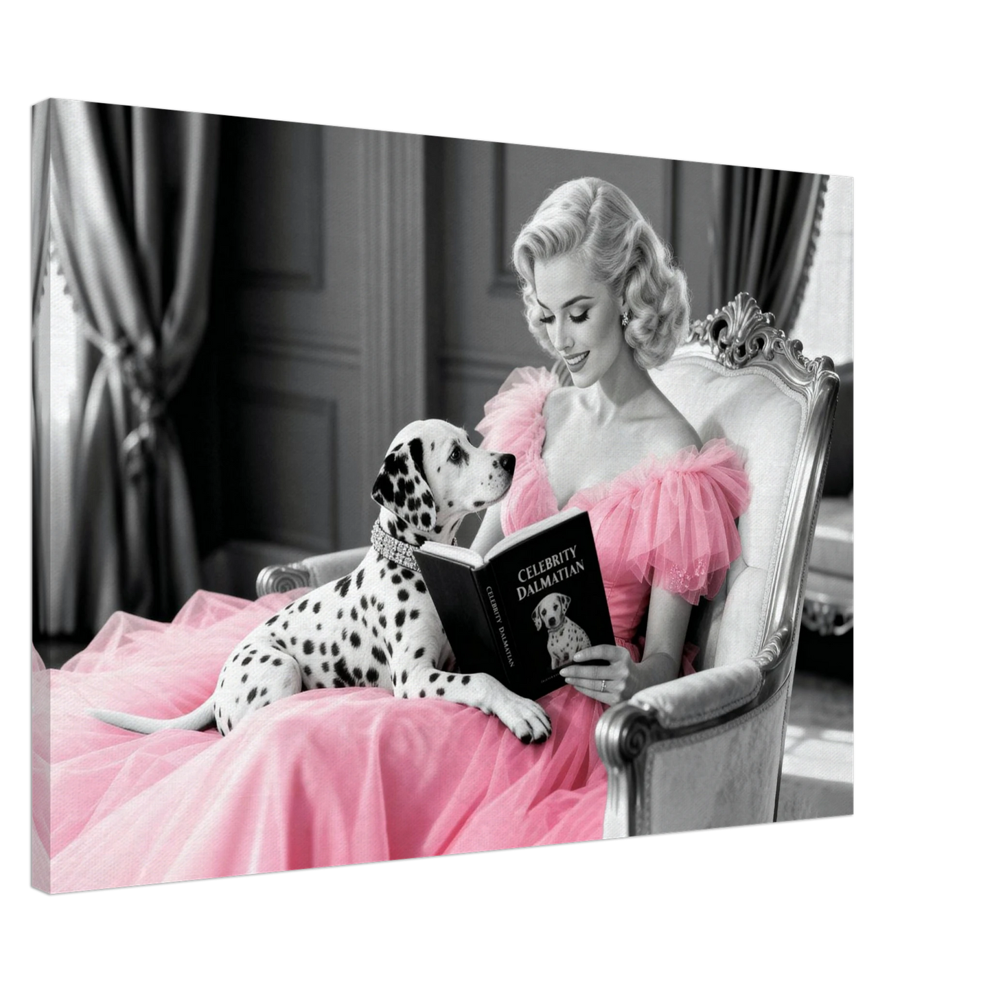 Hollywood Starlet Dalmatian Puppy Art Print 70x100 cm 28x40″ Gallery Wrapped Canvas - 1.5" Mirrored Sides