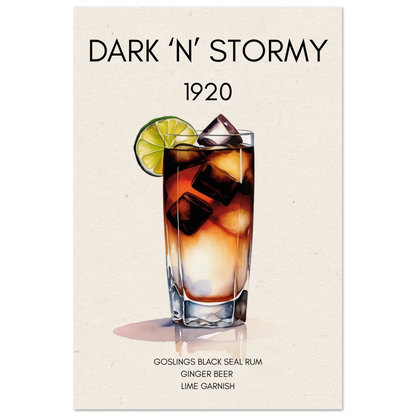 Dark n Stormy Cocktail Drink Bar Art Print No Frame 60x90 cm 24x36″ Museum-Quality Matte Paper Poster