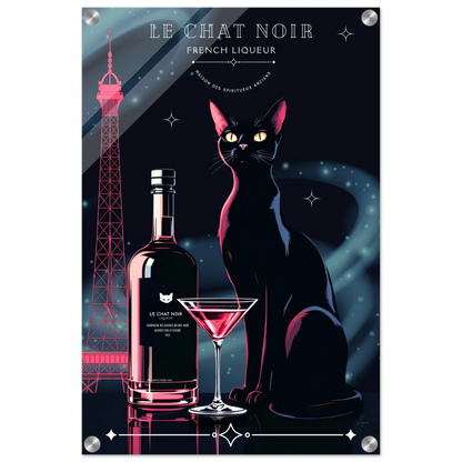 Art Deco Le Chat Noir French Black Cat Art Print 40x60 cm 16x24″ Sleek Acrylic Print No Frame
