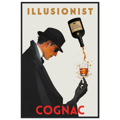 Vintage Illusionist Cognac Cocktail Bar Poster Print 60x90 cm 24x36″ Museum-Quality Matte Paper Wooden Framed Poster Black Wood Frame