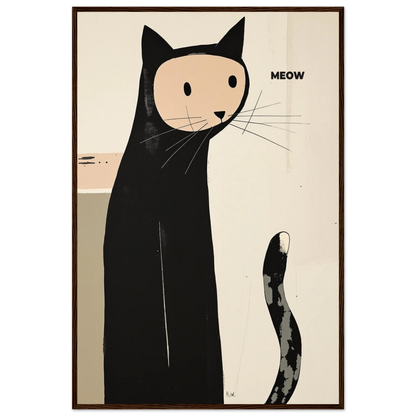 Quirky Modern Cat Art Poster Print 60x90 cm 24x36″ Premium Matte Paper Wooden Framed Poster Dark Brown Wood Frame
