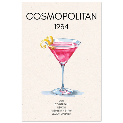 Cosmopolitan Cocktail Bar Art Print No Frame 30x45 cm 12x18″ Premium Matte Paper Poster